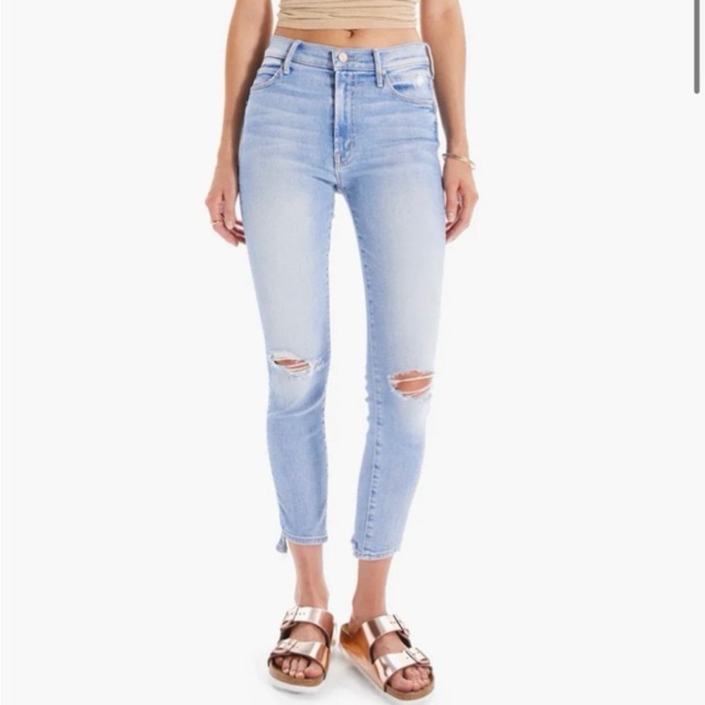 Mother Jeans Stunner Zip Ankle Step Chew Denim Sz 25